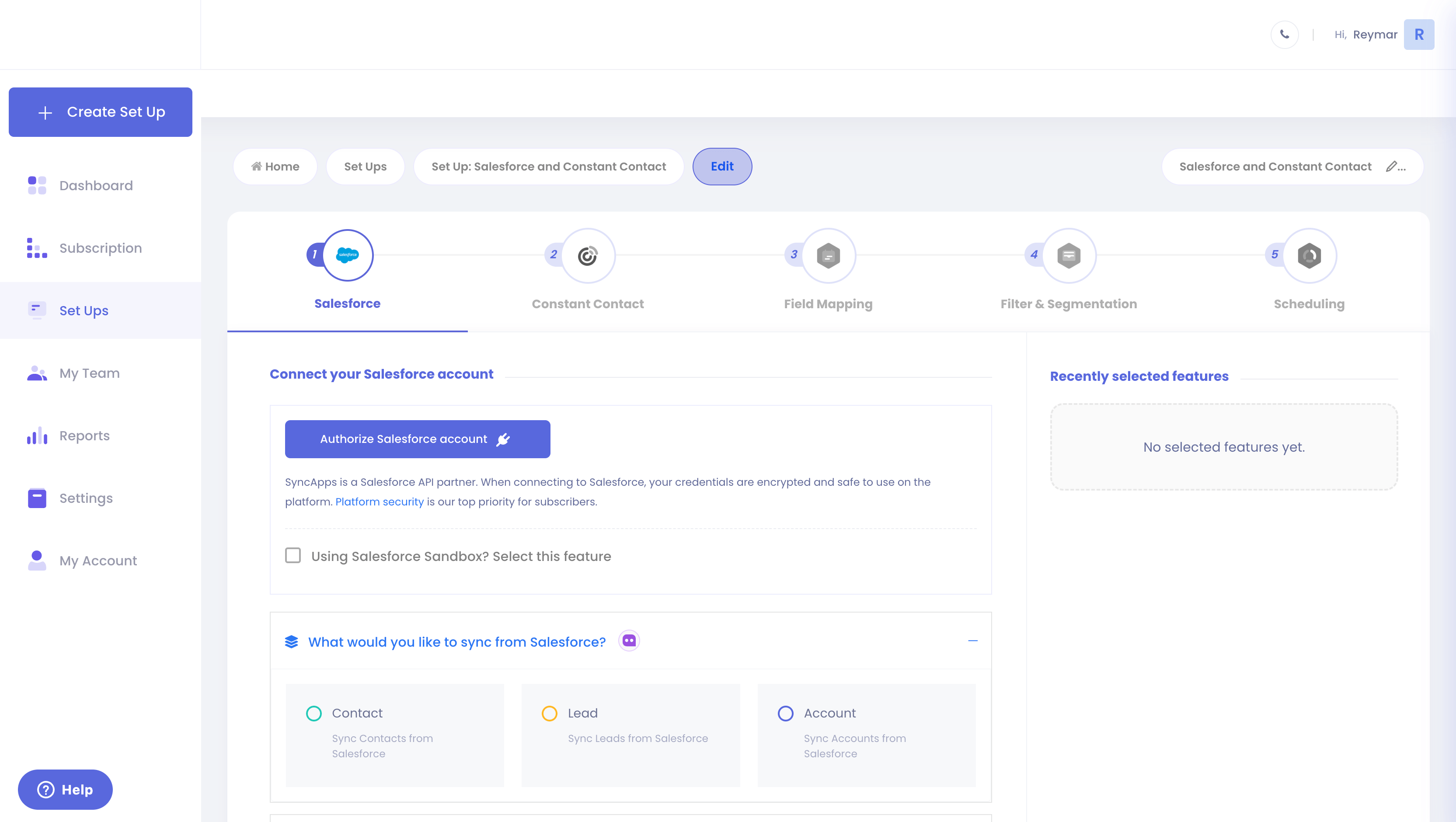 SyncApps Dashboard